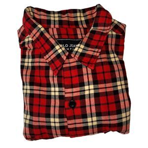 Vintage Polo Jeans Company Ralph Lauren Men's Flannel Shirt XL Red Plaid‎ Cotton